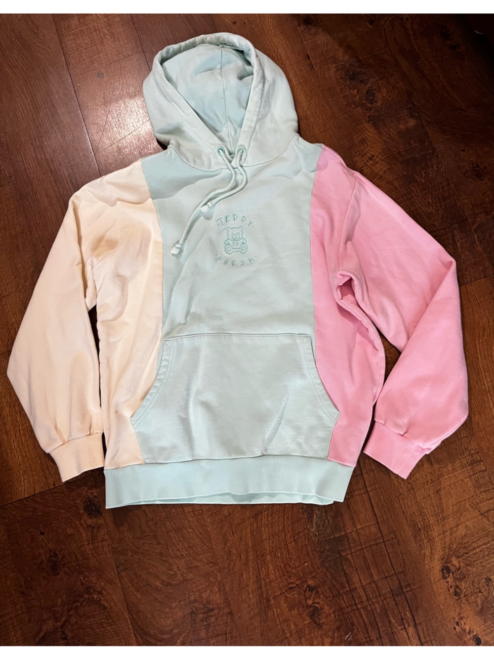 Teddy Fresh sweater hoodie Pink Cream Mint Multi color medium 100 percent cotton